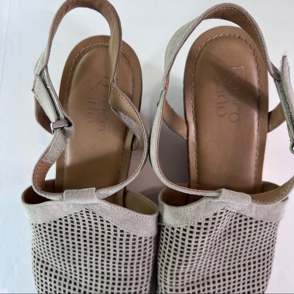 FRANCO SARTO Canyon Perforated Wedge Espadrille Cork Open Toe Sandal Taupe 10M - Picture 10 of 13